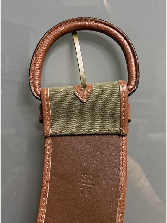 Banana Republic Vintage 30 Full Grain Leather & Canvas Italy Wide Belt Safari main image 8